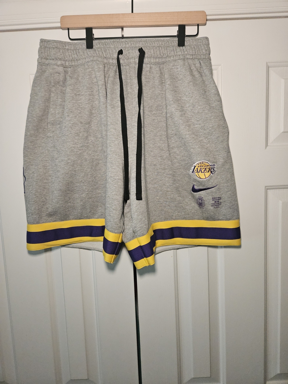 Nike Los Angeles Lakers NBA Basketball Shorts XL Gray Purple/Yellow